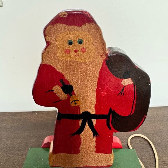 Vintage Santa Claus Pull Toy Wooden Christmas Nostalgic St. Nick - Picture 8 of 15